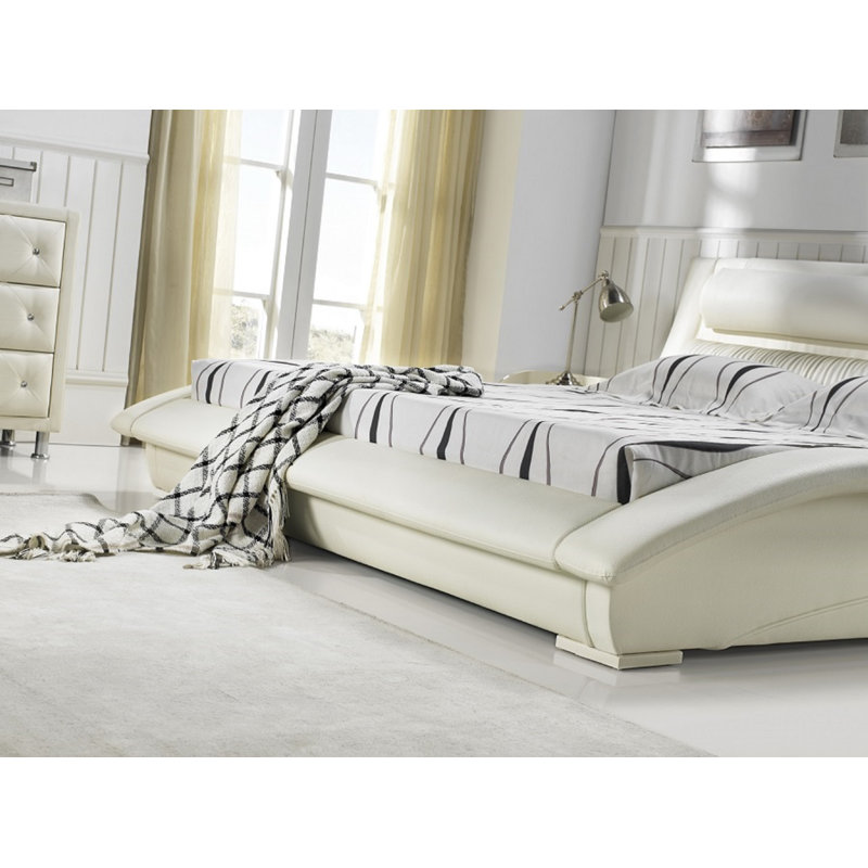 Lit plateforme en cuir Ameyia