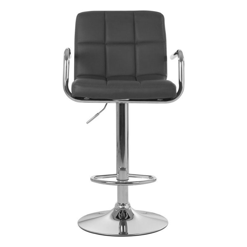 Caylee Swivel Upholstered Adjustable Height Counter Stool with Metal Frame, Chrome/Grey