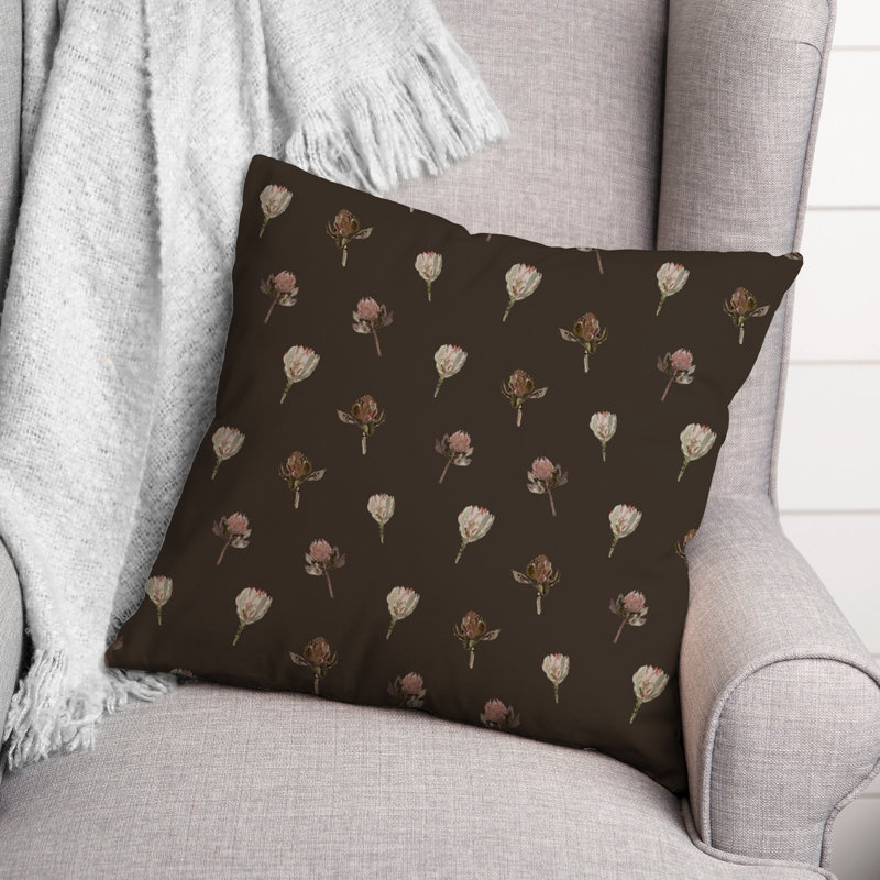 Floral Reversible Throw Pillow, Charcoal Black