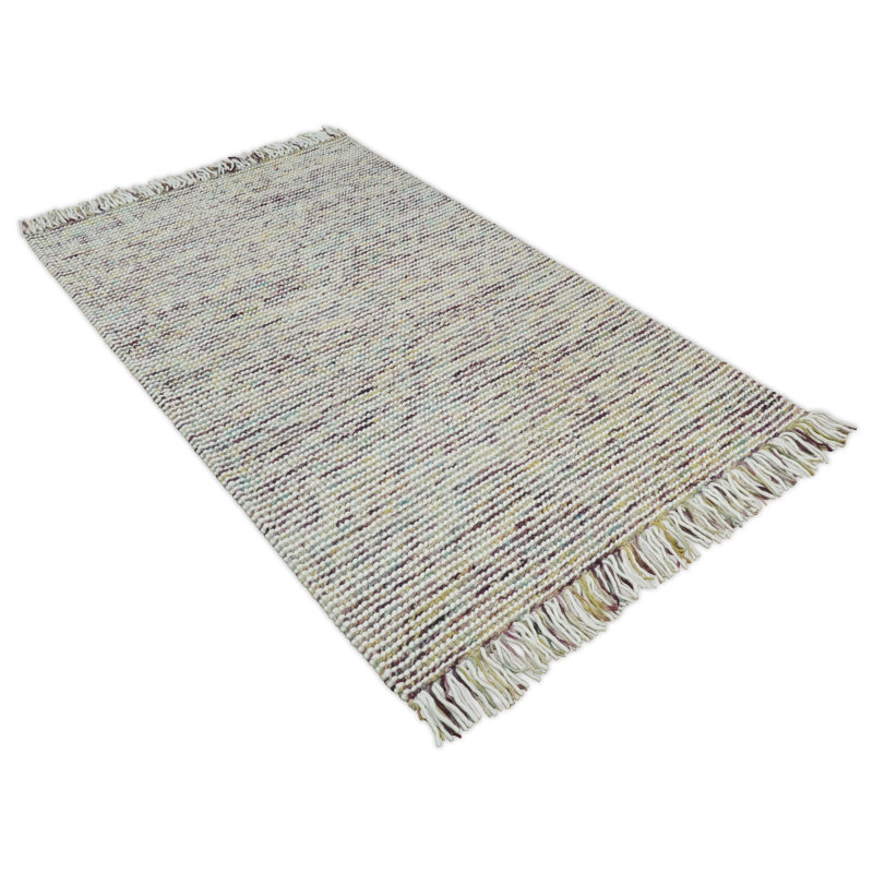 Tapis brun / gris en laine / coton tissé à la main Novella, Rectangle de 5 pi x 8 pi