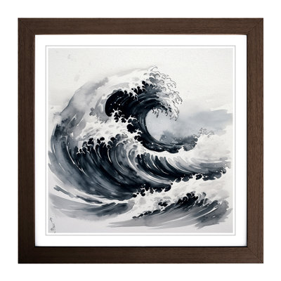 Japanese Wave Ink Wash - Framed Print