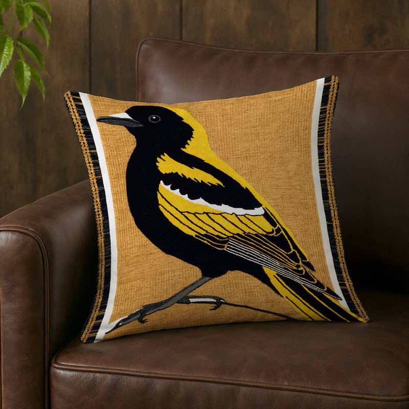 Coussin intérieur et extérieur Birds, Carré 16 po, Merle à ailes rouges