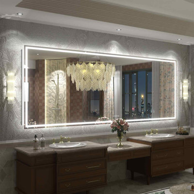 Wayfair Basics® UL Certified Front & Back LED Anti-Fog Tempered Glass Bathroom/Vanity Mirror with 3-Year Warranty