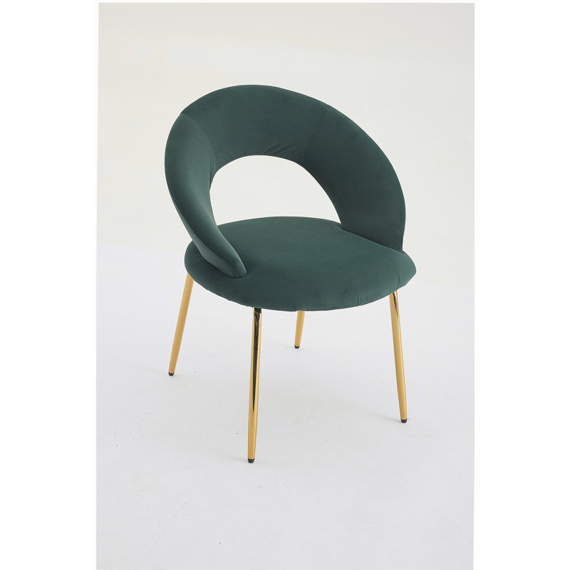 Chaise de salle à manger 1 pièce en tissu Teddy, avec dossier incurvé et pieds en métal doré, convient à la cuisine ou à la salle à manger