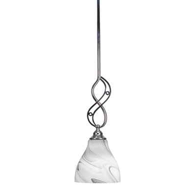 Mini-luminaire suspendu Alana-Rose avec finition chromée et verre tourbillon onyx de 6,25 po