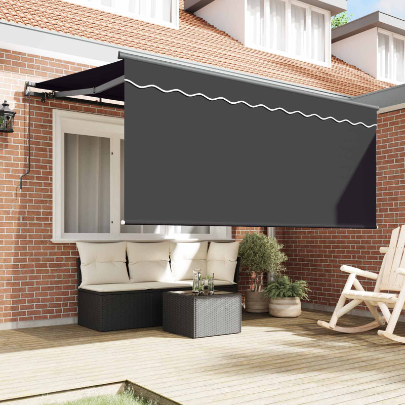 VidaXL 200cm D Retractable Patio Awning, 165cm H x 300cm W x 200cm D, Anthracite