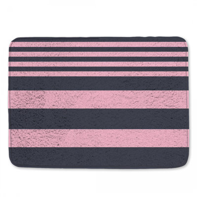 Pink Black Stripes Bath Mat