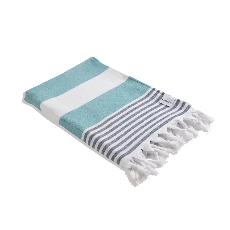Chanyah Striped Peshtemal with Terry Cloth Lining, Luxe Bath or Beach Turkish Towel Made from 100% Organic Cotton , 68” x 37”
