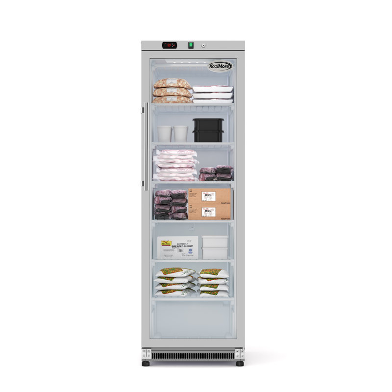 12 Cu. ft. Commercial Freezer with Glass Door in Stainless Steel - Manual Defrost (KM-FMD12SGD), Stainless Steel