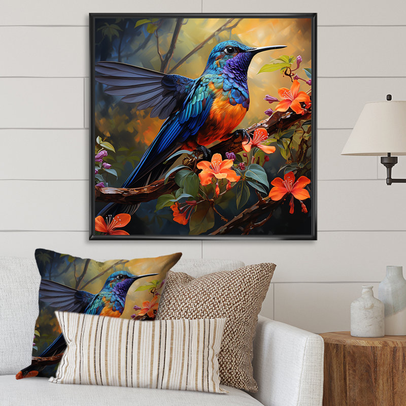 «Humminbird» - Art mural, Toile tendue, H 30 po x l 30 po x P 1,5 po