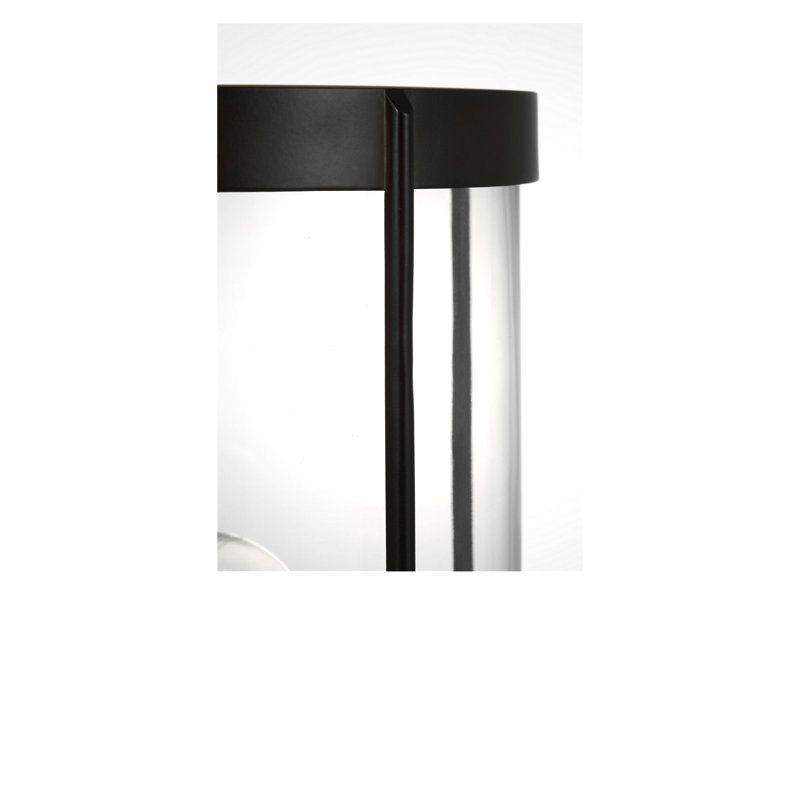 Lanterne de poteau d'extérieur 13 lumières Luning, Verre transparent, Noir texturé, Non