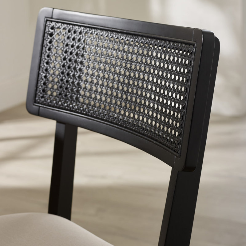 Elnathan Natural Fabric Rattan Back Dining Chairs