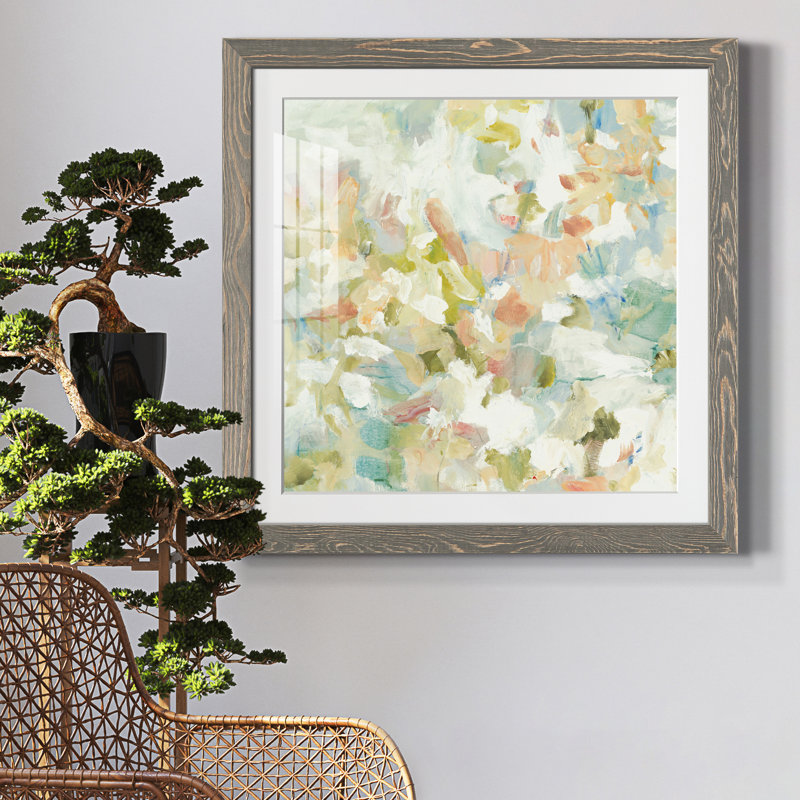 FLORAL BLUSH I Floral Blush I - reproduction de cadre photo, Encadré gris, H 35,5 po x l 35,5 po x P 1,5 po