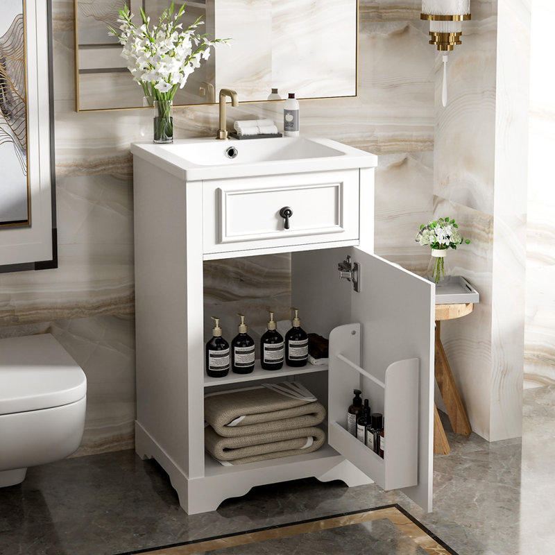 Meuble-lavabo de 20 pouces avec lavabo en céramique, Blanc