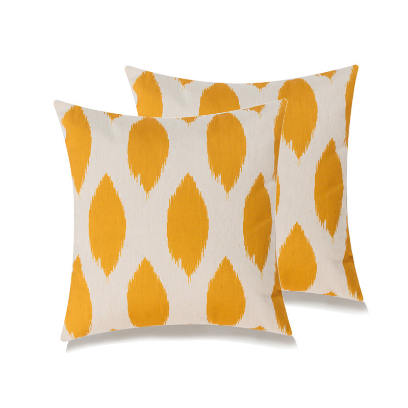  Housse de coussin Ikat Dot, polyester, Jaune
