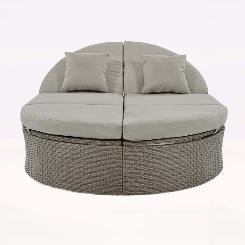 Outstanding Rattan Garden Reclining Chaise Lounge with Adjustable Backrests, Brown, Gray