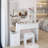 Full Body Mirror Cabinet + Round Mirror LED Vanity Table + Cushioned Stool, 17" diameter LED Mirror, Touch Control, 3-color, Brightness adjustable, Large Desktop, Multi-layer High Capacity Storage-238098386