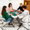 Table carrée pliante 35,4 "Mahjong & Domino avec plateau vert résistant à l'usure, table de jeu portable pour 4 joueurs de poker et de jeux