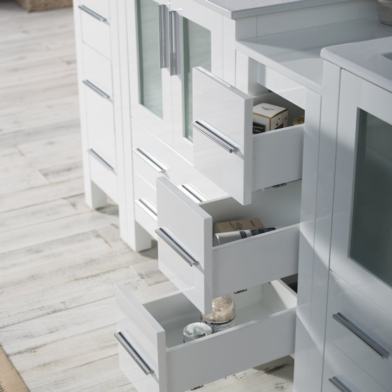 84" Double Bathroom Vanity with Sink, White