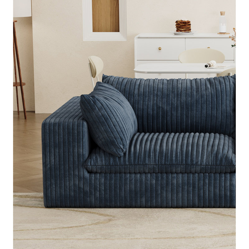 Nuage de velours côtelé bleu avec conception à double couche, coussin amovible, sans assemblage pour les chaises de salon. Siège confortable rembourré de plumes, bricolage modulaire, support en éponge pure, espace de compression haute densité