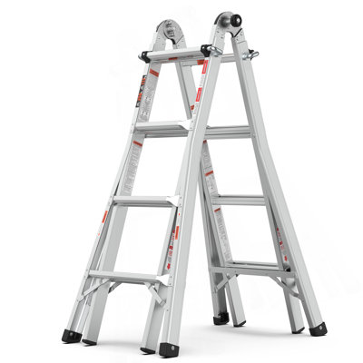 Échelle pliante en aluminium multi-positions, structure en A et échelle droite
