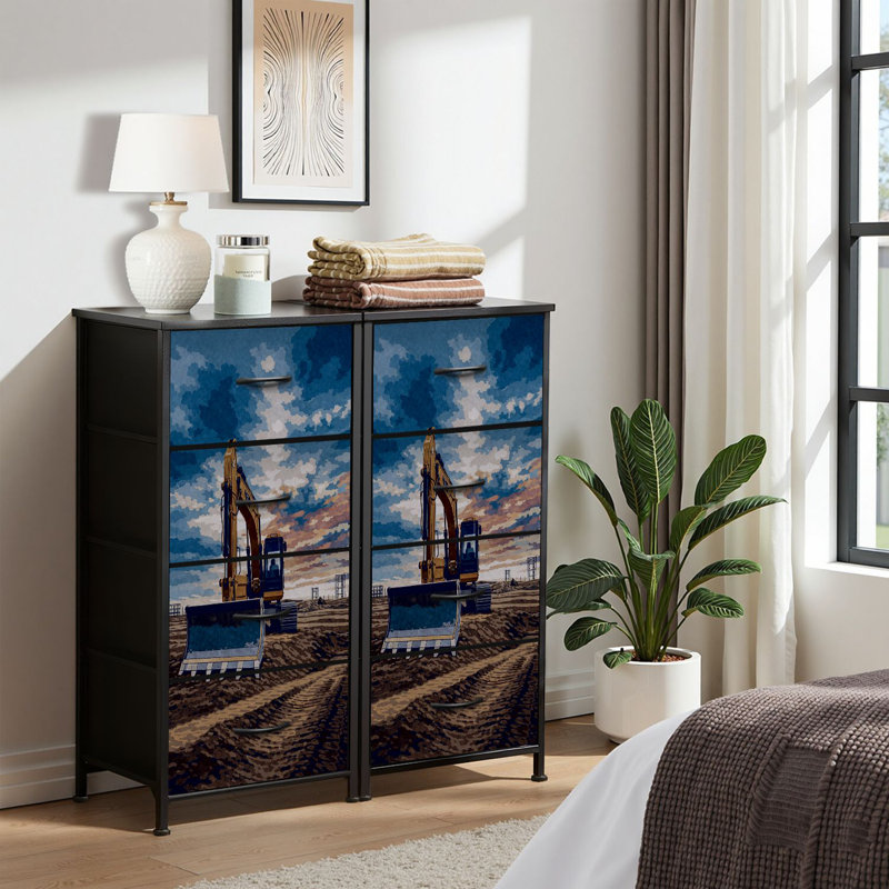 4 Drawer Dresser for Bedroom, Narrow Chest of Drawers, Wooden Top and Study Iron Frame 18"x37.5"-(WxH)