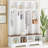 Farmhouse Hall Tree With 8 Hooks, Practical Entryway Bench With Open Compartments, 76.7"H Modern 3-In-1 Wooden Style Coat And Shoe Rack For Mudroom, Living Room, White (OLD SKU: N721P292601K)-1748176994