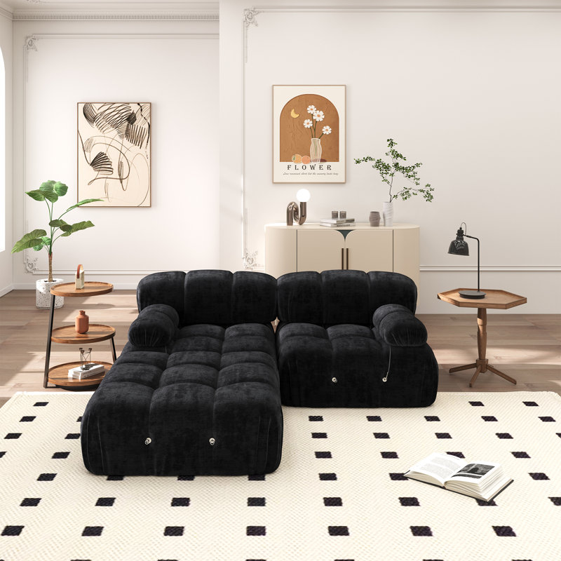Canapé modulaire rembourré Quala, Noir