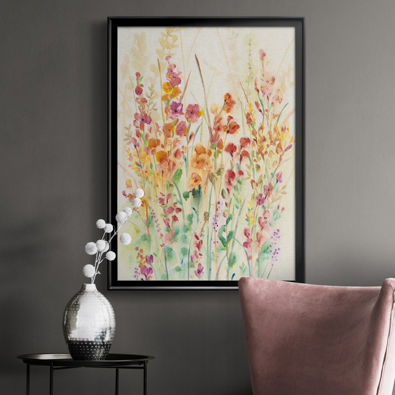 Toile encadrée de qualité supérieure Brilliant Floral II - prête à être accrochée, H 42,5 po x l 30,5 po x P 1 po, Noir