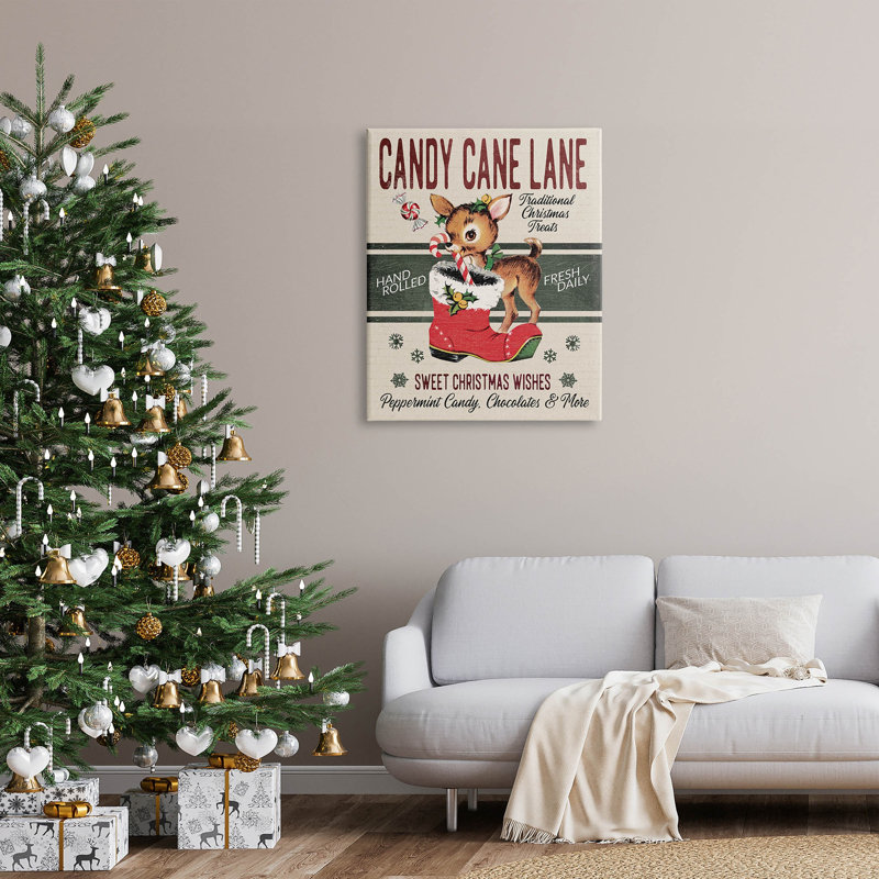 «Candy Cane Lane», art mural rétro sur toile par Jo Moulton, H 40 po x l 30 po x P 1,5 po