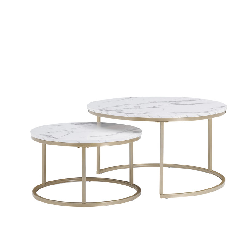 Frame Coffee Table, Nano Gold, White Marble, Marble
