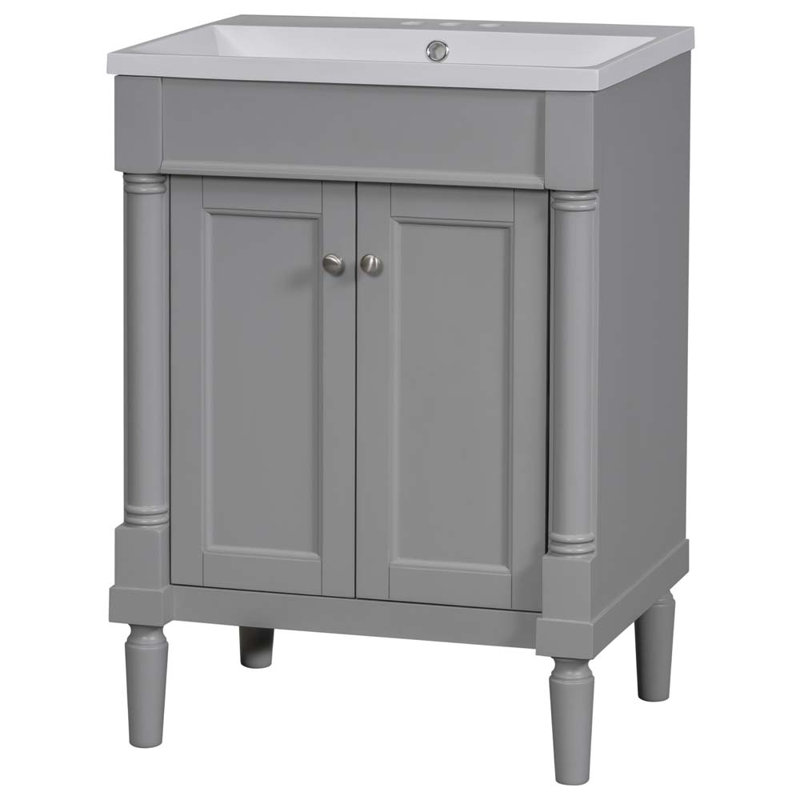 Meuble-lavabo de salle de bain Sopheak, Gris