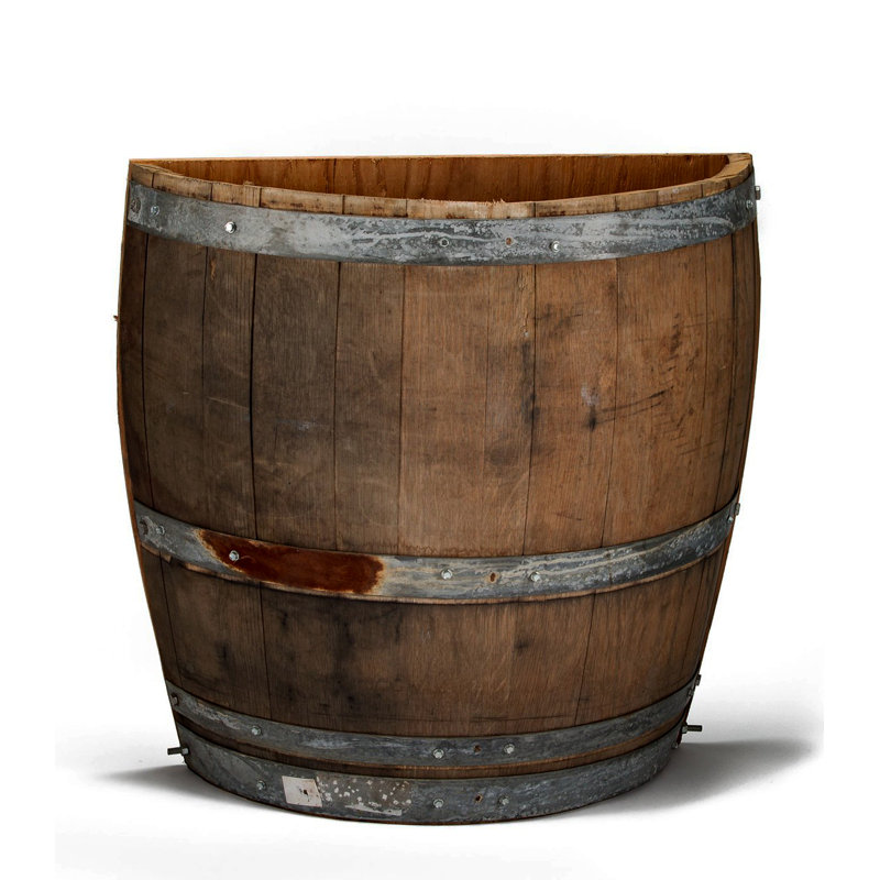 Tall Quarter Oak Wine Barrel Planter, 26"W X 13"D