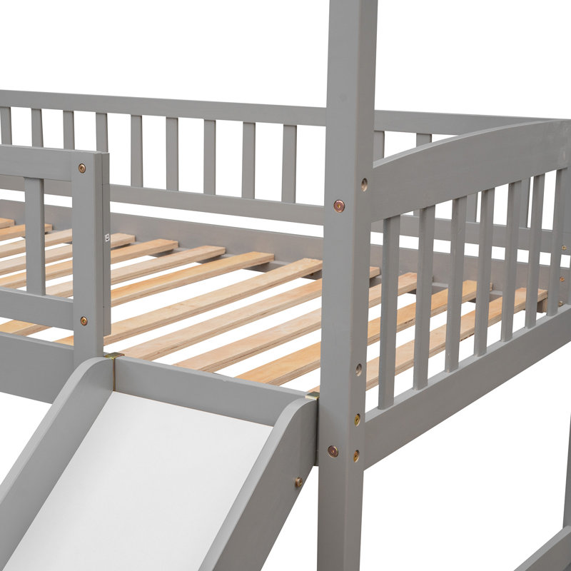 Lit mezzanine avec glissade, Gris