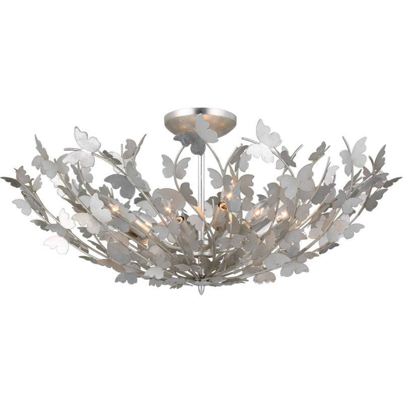 Julie Neill Farfalle Large Semi-Flush Mount, Burnished Silver Leaf