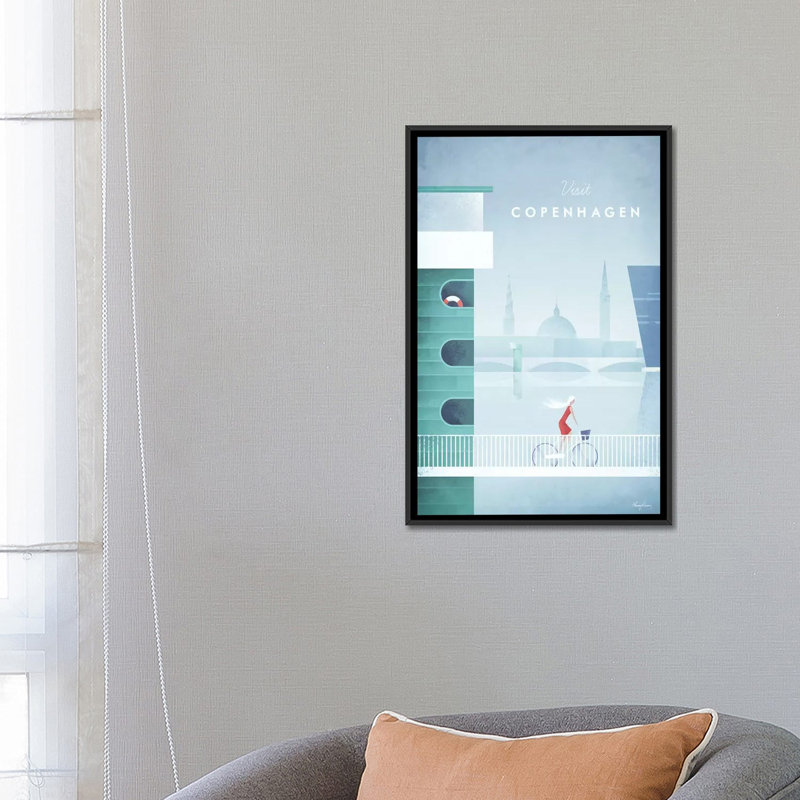 « visit copenhague », reproduction d’impression sur toile, H 60 po x l 40po x P 1,5 po, Toile avec cadre noir, Pas de tapis