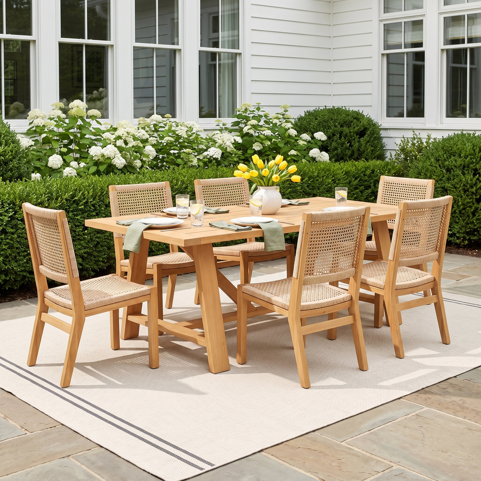 Seras 90'' Rectangular 6-Person Outdoor Dining Set