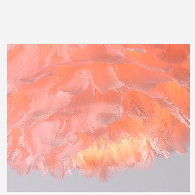 Nolan Unique Drum LED Chandelier Feather Kitchen Island Pendant Pink White Shape, Pink, 13.8" H x 22.8" W x 22.8" D