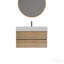 36"  Rough Oak+Rough Oak Bathroom Vanity With White Engineered Quartz Sink And Soft Drawers, Wall Mounted Floating Bathroom Vanity For Modern Bathroom, Without Drainage And Faucet, Kd