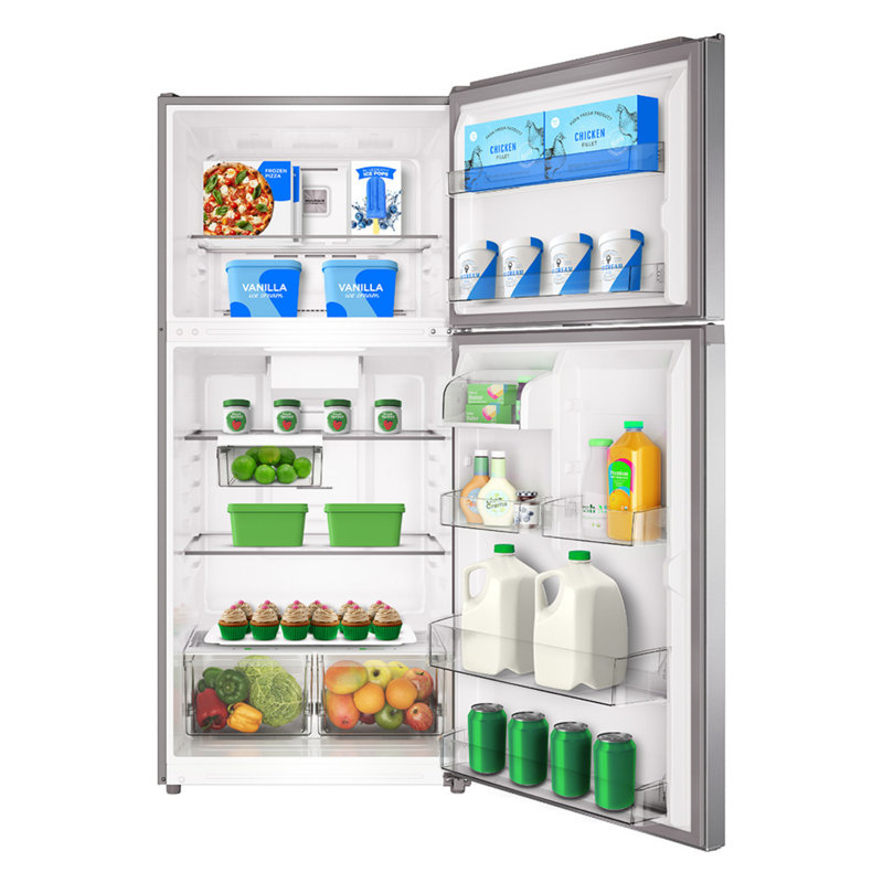 Midea 21 cu. Pi. Réfrigérateur à congélateur supérieur Garage Ready (acier inoxydable)