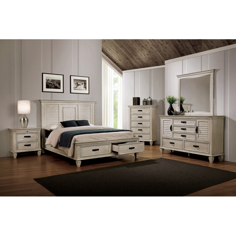 Commode combinée 5 tiroirs Clemen, Blanc