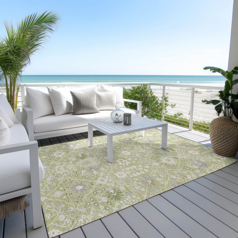 Aloe Green Flat Woven Synthetic Indoor/Outdoor Rug
