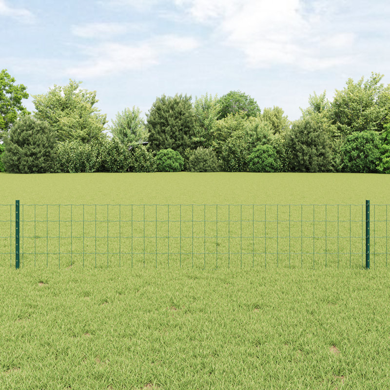 Fence with Post Segment Outdoor Barrier Garden Terrace Divider Boundary, 40cm H x 1000cm W, Green