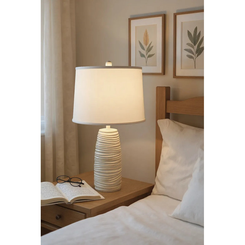 Lampe de table Nude / Sisal Wave, Blanc/Brun clair