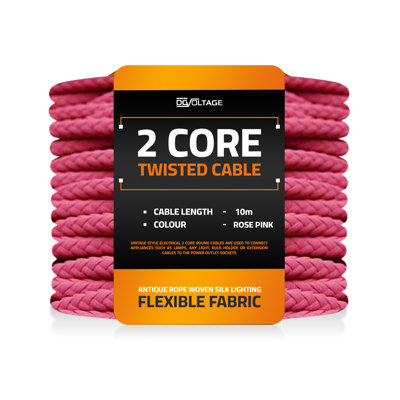 Arquan 2 Core Twisted Cable Fabric Flex Cord 0.75mm Braided Flexible Electrical UK Lighting Wire Cord / Cable