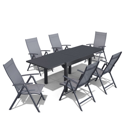 Ensemble de salle à manger extensible pour 6 personnes avec chaises inclinables et pliantes