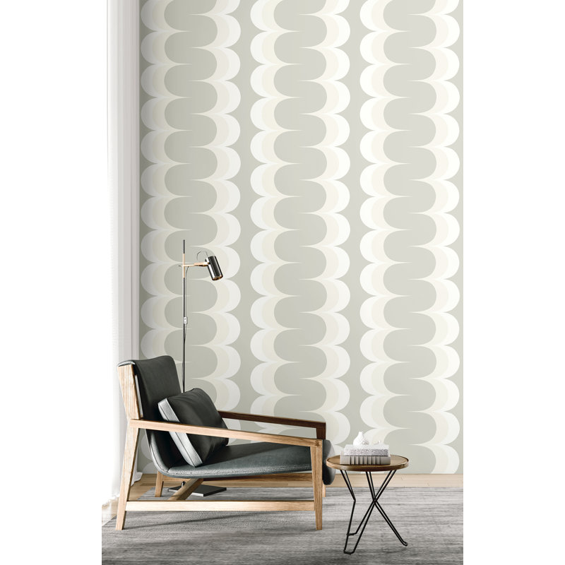 Papier peint non tissé à motif géométrique Mandoline, Crème/gris