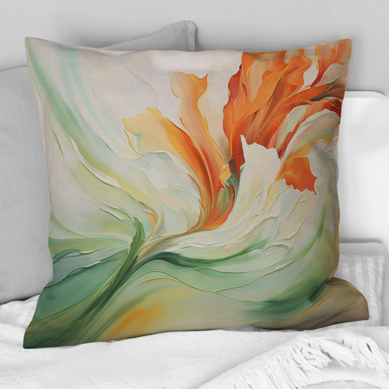 Coussin Green Flowing Petals - Abstract Botanicals