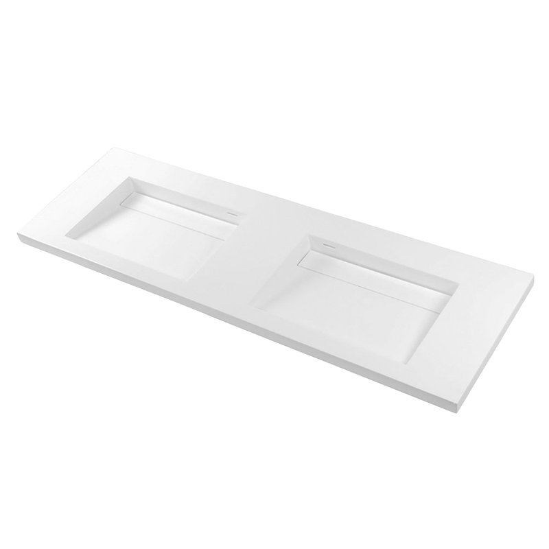 Libera 56'' L Bathroom Sink, Gloss White, Single Hole Faucet