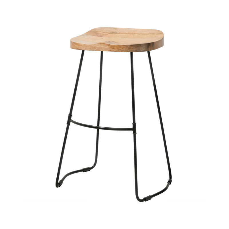 Derk Solid Wood Kitchen Counter Bar Stool, Natural, Counter Stool (68.5 cm Seat Height)